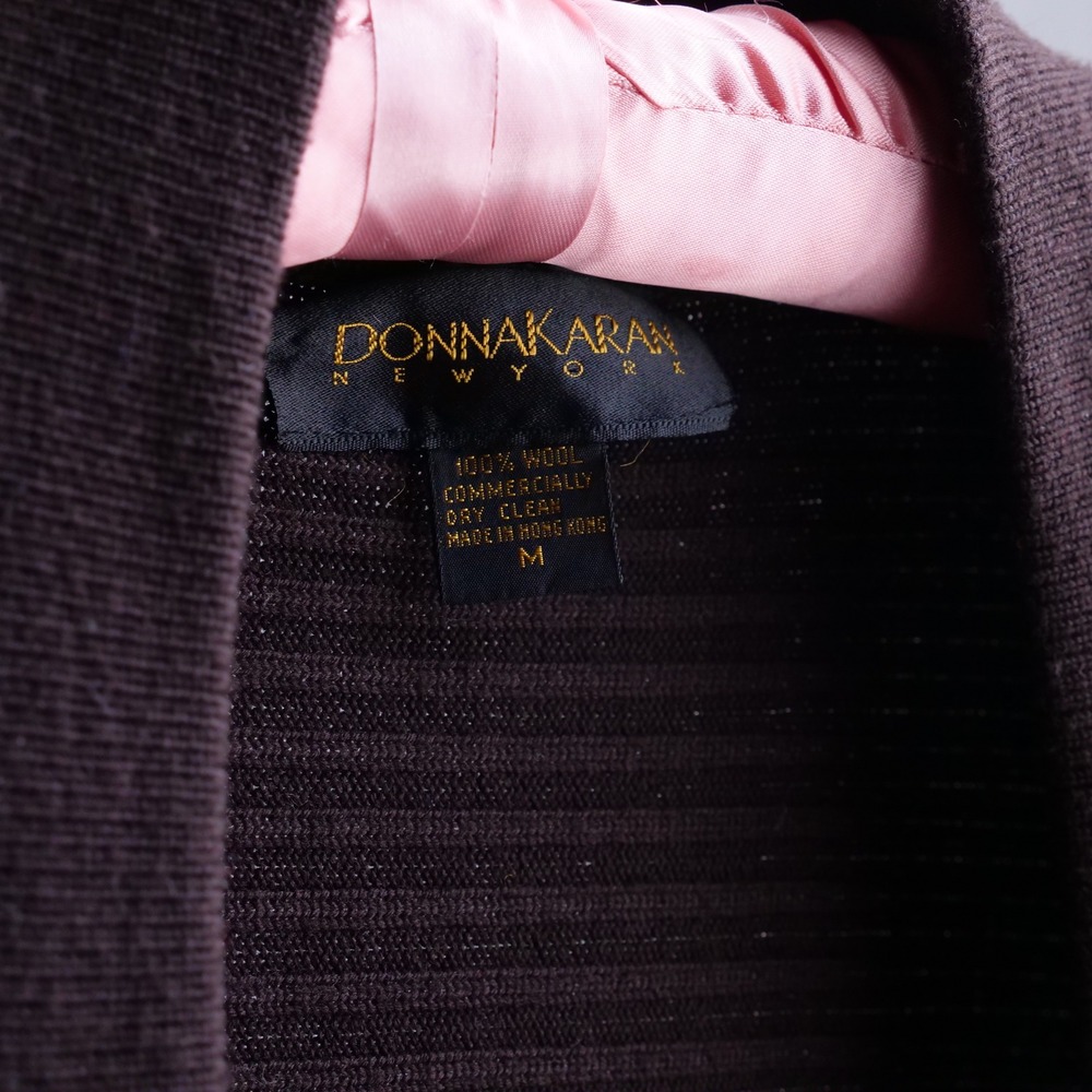 Drop dead gorgeous 1990s Donna Karan cocoa brown ribbed knit longline cardigan - Picture 6 of 8